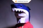 Papercraft shark mask in 3D origami