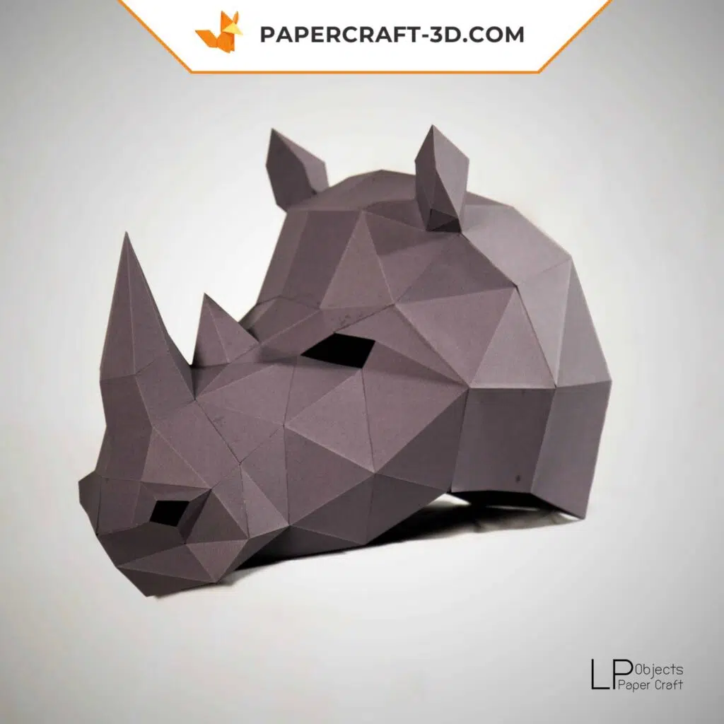 Papercraft maschera rinoceronte in origami