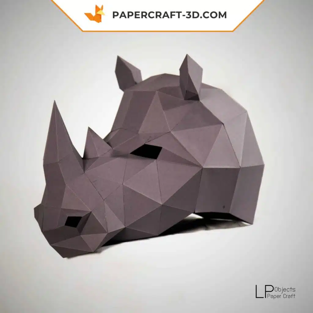 Papercraft máscara de rinoceronte em origami