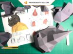 Papercraft di rinoceronte in origami 3D