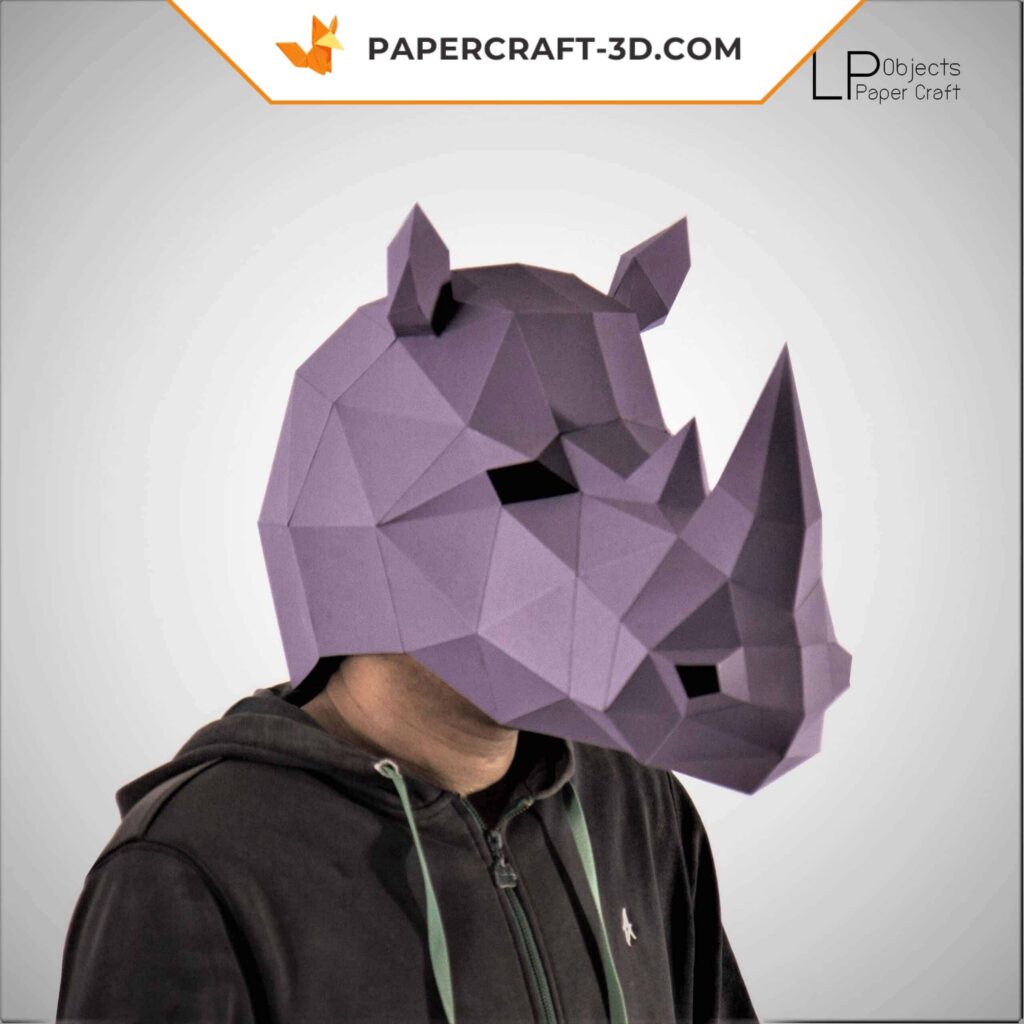Papercraft máscara de rinoceronte em origami