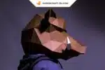 Papercraft masque de sanglier origami papier 3D, weergave 2