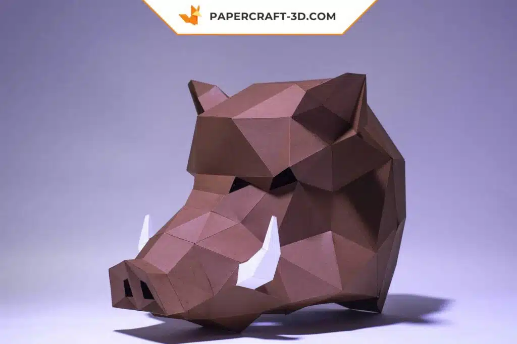 Papercraft masque de sanglier origami papier 3D, weergave 3