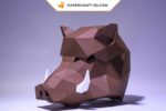 Papercraft Wildschweinmaske in 3D-Origami