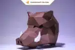 Papercraft masque de sanglier origami papier 3D, weergave 3