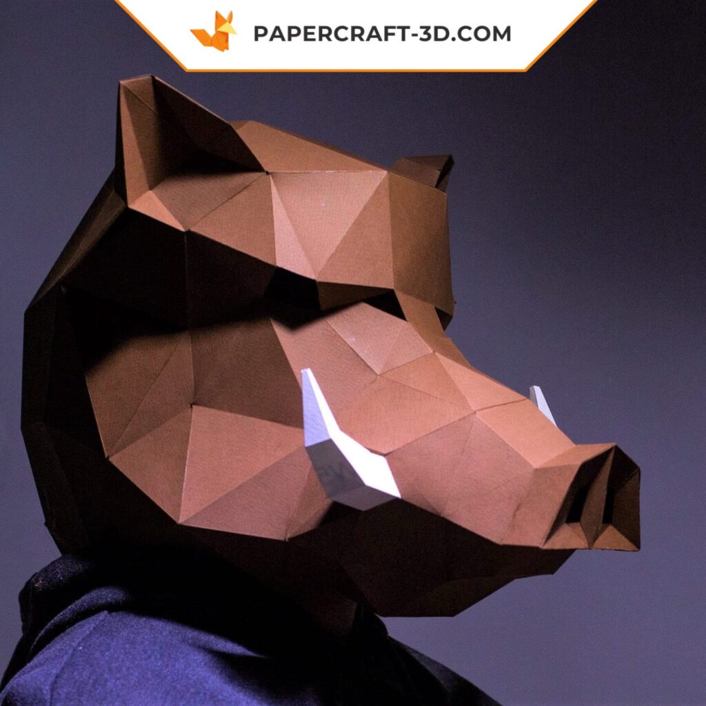 Papercraft boar mask in 3D origami Papercraft boar mask in 3D origami
