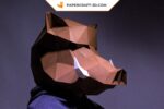 Papercraft máscara de javali em origami 3D