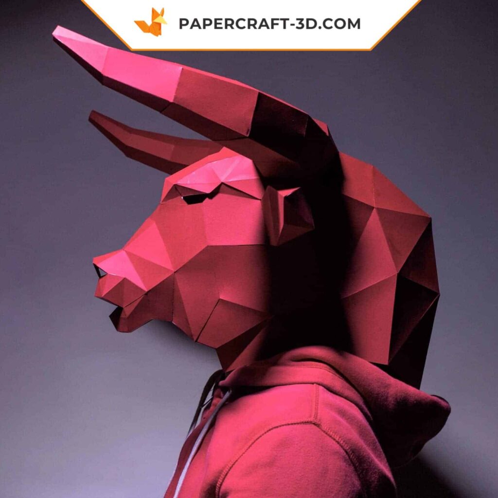 Papercraft bull mask in origami