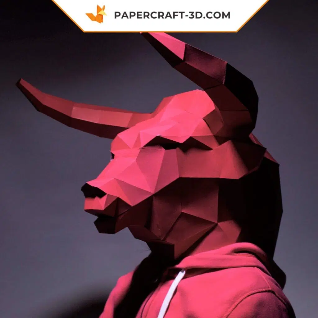 Papercraft bull mask in origami