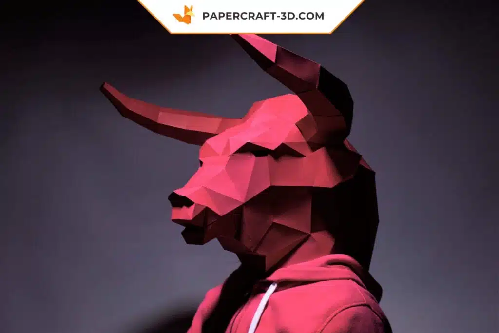 Papercraft Masque de Taureau 3D en origami papier à télécharger