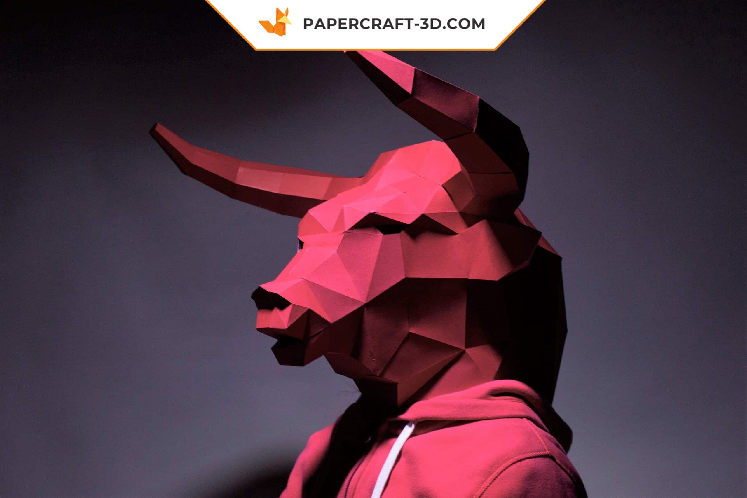 Papercraft bull mask in origami Papercraft bull mask in origami