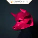 Papercraft Masque de taureau en origami papier 3D, weergave 2