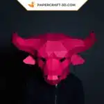 Papercraft Masque de taureau en origami papier 3D, weergave 3