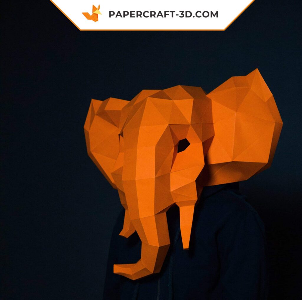 Papercraft Elefantenmaske aus 3D-Origami