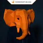 Papercraft masque d&rsquo;éléphant origami papier 3D, weergave 3