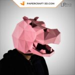 Papercraft hippopotamus mask in origami