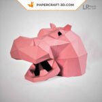 Papercraft hippopotamus mask in origami