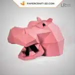Papercraft máscara de hipopótamo en origami, vista 5