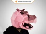 Papercraft hippopotamus mask in origami