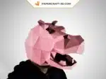 Papercraft máscara de hipopótamo en origami, vista 2