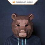 Papercraft máscara de urso em origami 3D