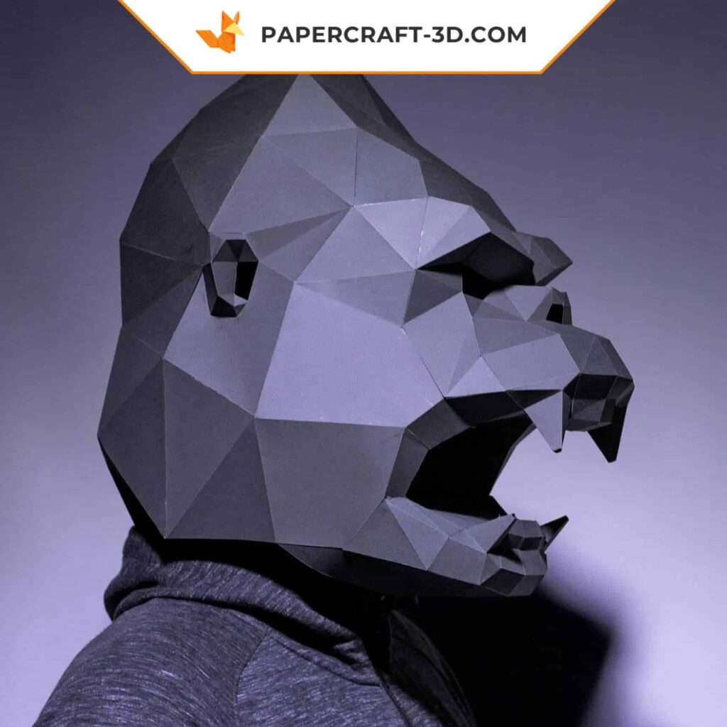 Papercraft King Kong mask in origami 3D