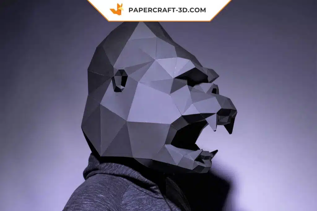 Papercraft Masque King Kong origami papier 3D, weergave 2