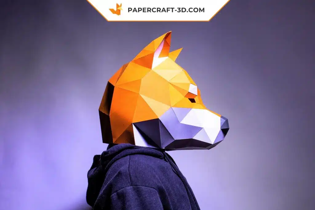 Papercraft Masque Shiba Inu en origami papier 3D à télécharger en PDF, weergave 2