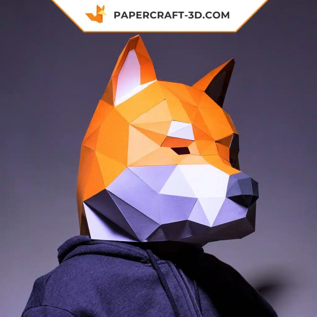 Papercraft máscara Shiba Inu en origami