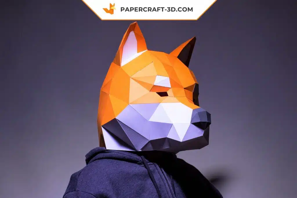 Papercraft Masque Shiba Inu en origami papier 3D à télécharger en PDF