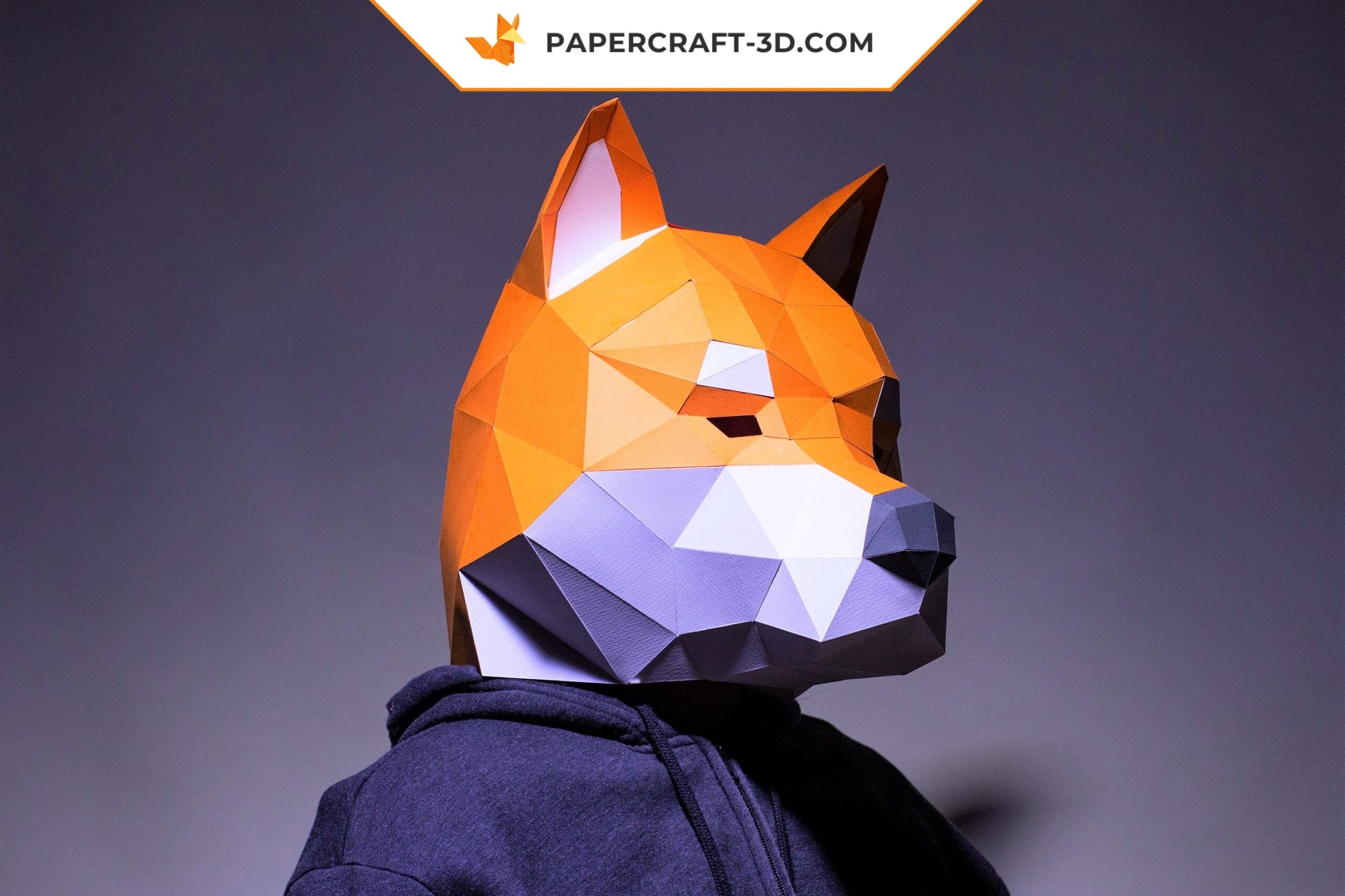 Papercraft di maschera Shiba Inu in origami 3D Papercraft di maschera Shiba Inu in origami 3D