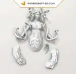 Papercraft Méduse en papier 3D origami modèle DIY, weergave 4