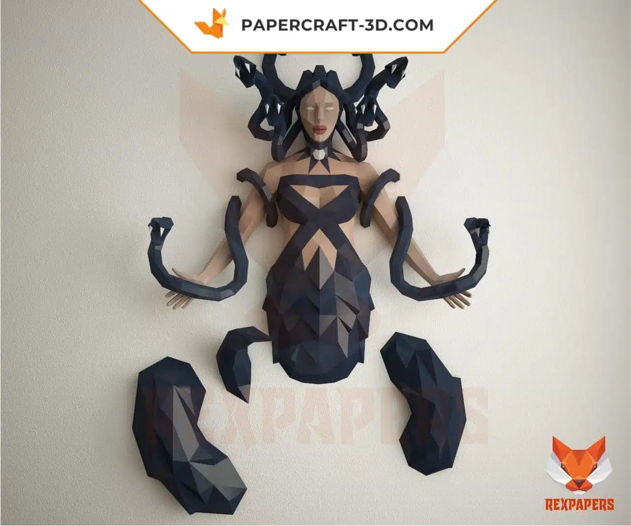 Papercraft Méduse en papier 3D origami modèle DIY, weergave 7