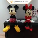 Papercraft de Mickey e Minnie em origami 3D