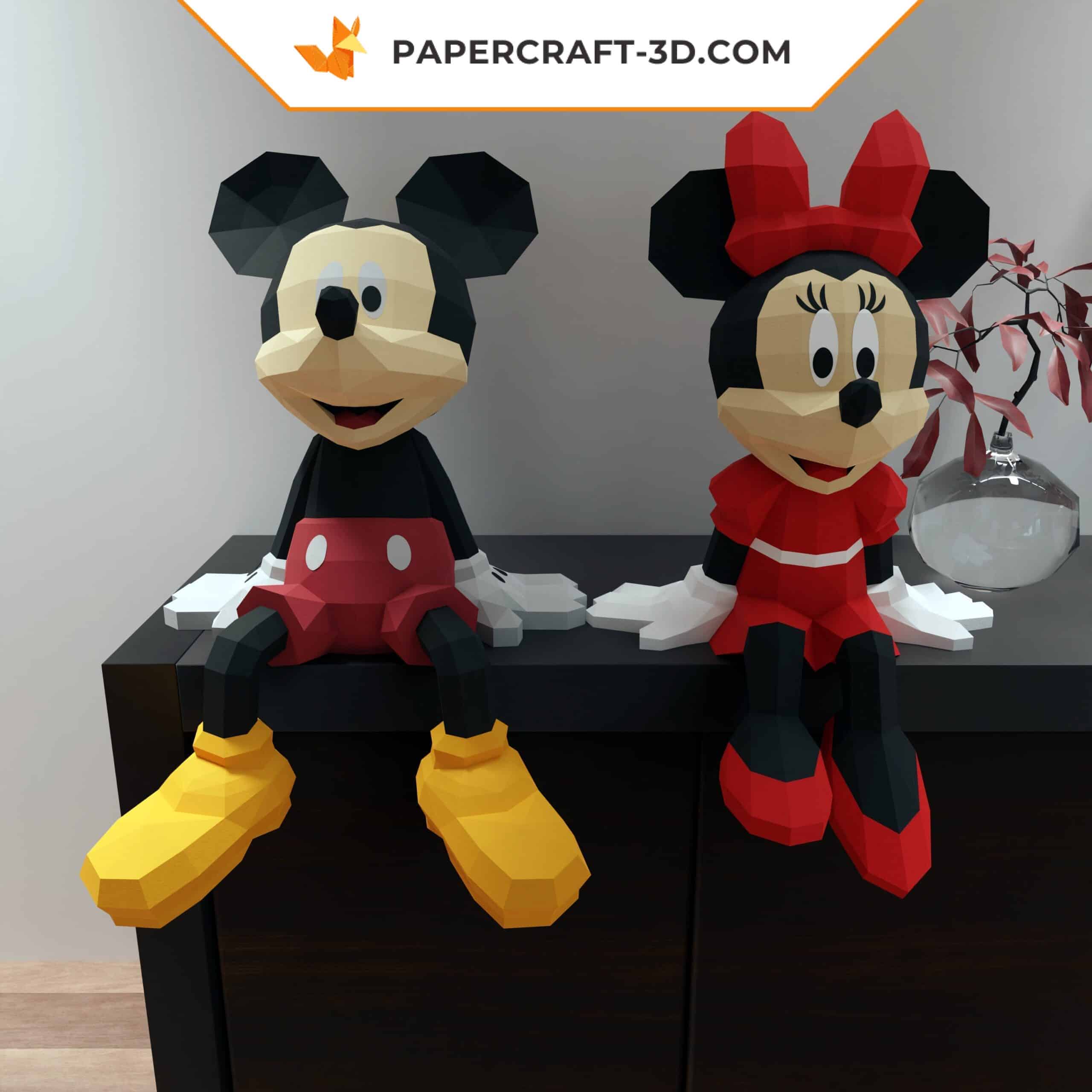 Papercraft von Micky und Minnie in 3D-Origami