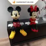 Papercraft de Mickey e Minnie em origami 3D
