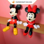 Papercraft of Mickey and Minnie in 3D origami