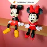 Papercraft de Mickey e Minnie em origami 3D