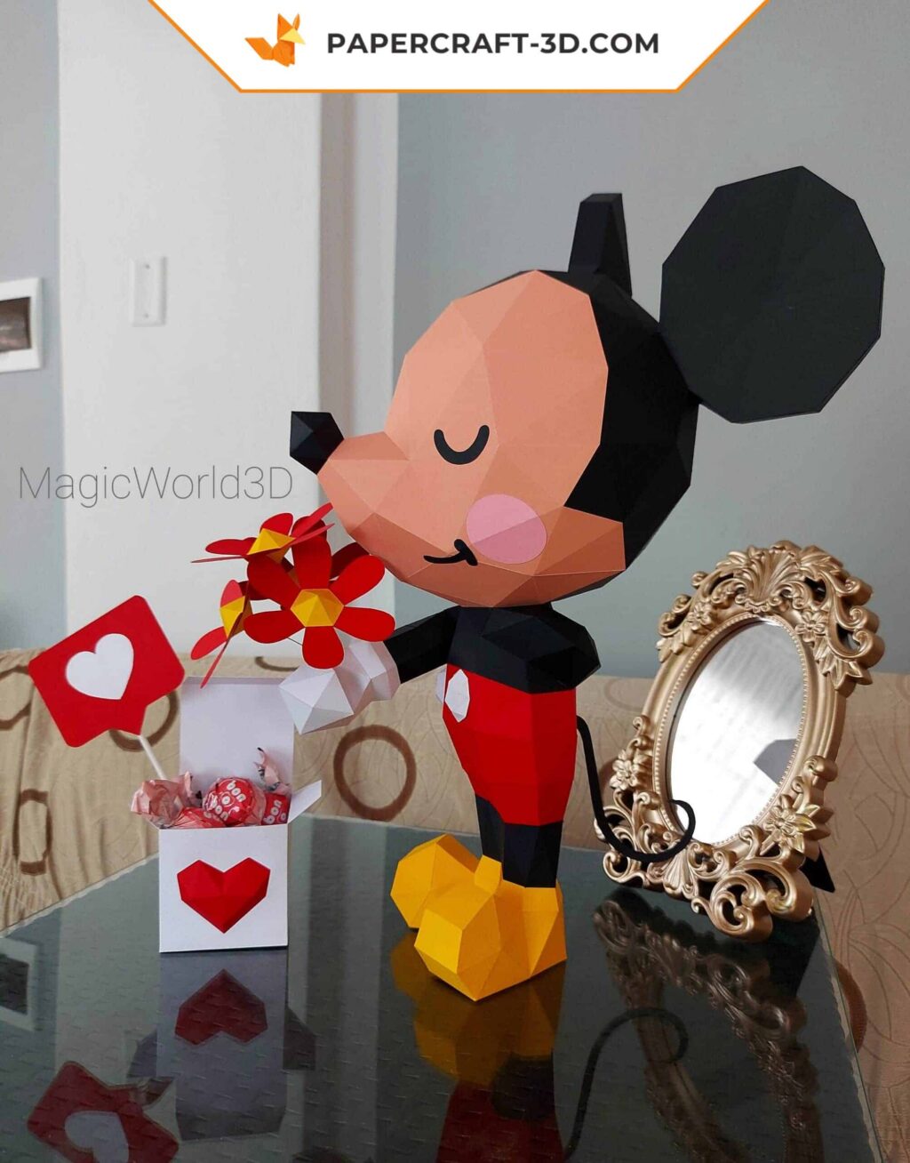 Papercraft Mickey e Minnie em origami 3D