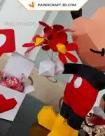 Papercraft Mickey Mouse Love pour la Saint-Valentin en origami papier 3D, weergave 3