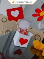 Papercraft Mickey Mouse Love pour la Saint-Valentin en origami papier 3D, weergave 5