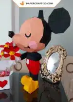 Papercraft Mickey Mouse Love pour la Saint-Valentin en origami papier 3D, weergave 6