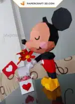 Papercraft Mickey Mouse Love pour la Saint-Valentin en origami papier 3D, weergave 8
