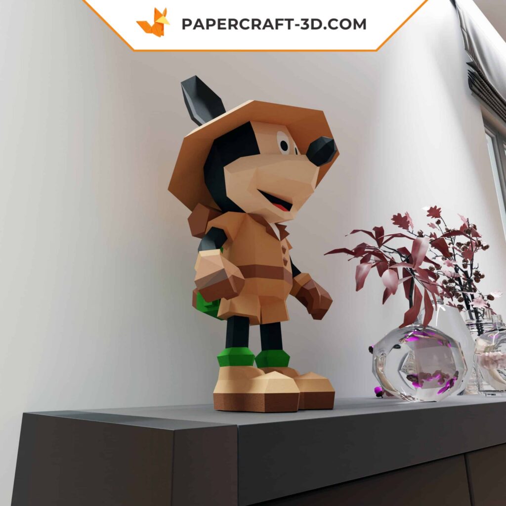 Papercraft do Mickey Safari em origami 3D
