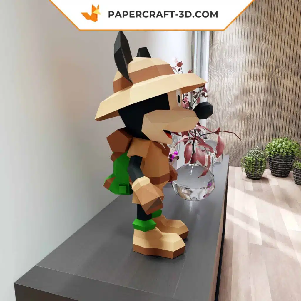 Papercraft do Mickey Safari em origami 3D