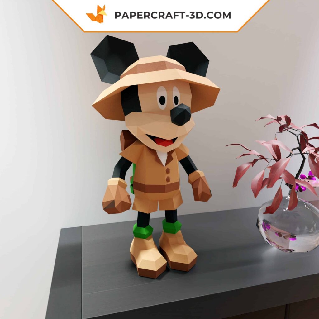 Papercraft do Mickey Safari em origami 3D
