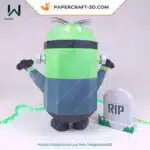 Papercraft do Minion Frankenstein em origami 3D