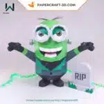 Papercraft do Minion Frankenstein em origami 3D