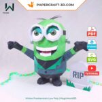 Papercraft do Minion Frankenstein em origami 3D