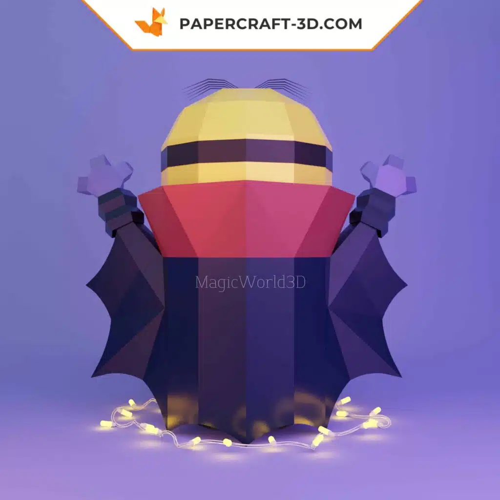 Papercraft Minion Vampire en origami papier 3D pour décoration d&rsquo;Halloween, weergave 2
